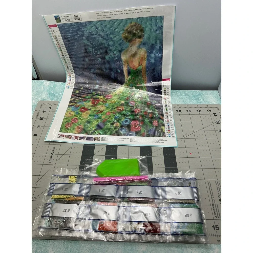 Diamond Painting Kit Woman‎ in Floral Dress DIY Full Drill 30x40cm New